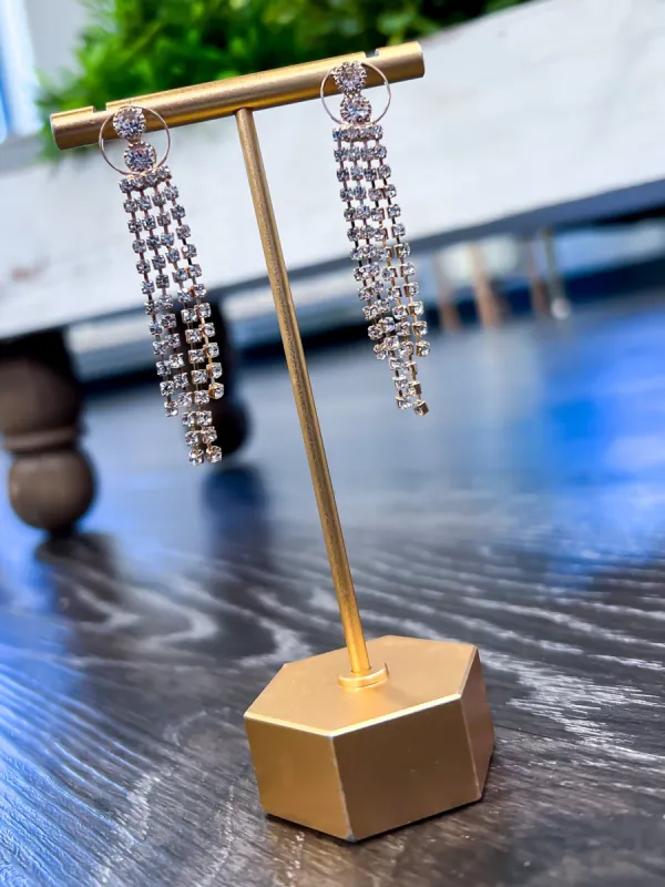 Gold Rhinestone Dangle Earrings sold by ZZs