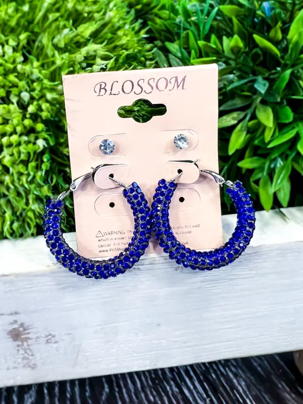 Rhinestone Hoop Earrings | Blue sold by ZZs