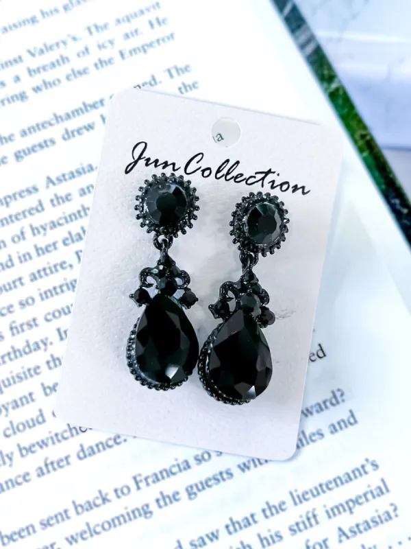 Black Crystal Teardrop Earrings sold by ZZs