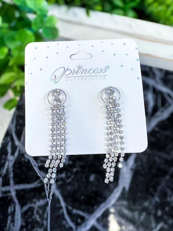 Rhinestone Dangle Earrings | Silver sold by ZZs