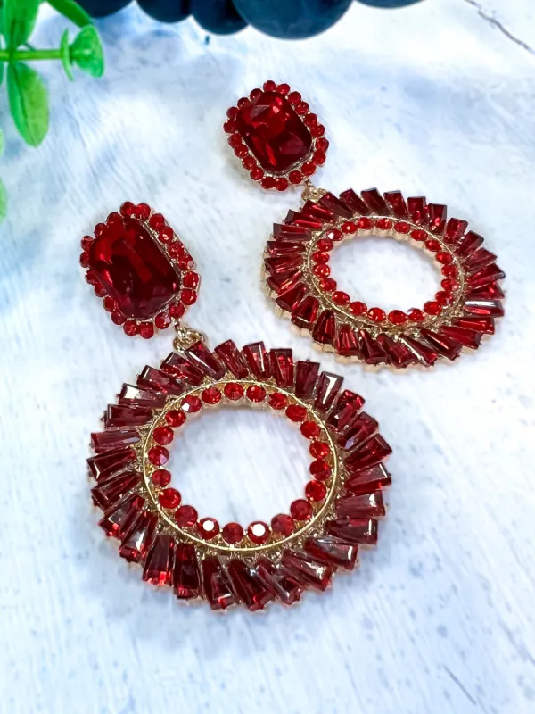 Stone Cluster Earrings | Red sold by ZZs