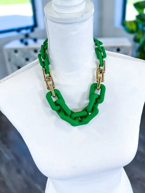 Rectangle Link Necklace | Green sold by ZZs