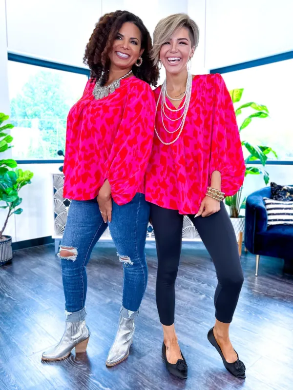 Bubble Sleeve Top | Hot Pink sold by ZZs