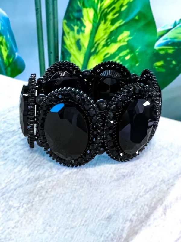Pave Crystal Stretch Bracelet | Black sold by ZZs