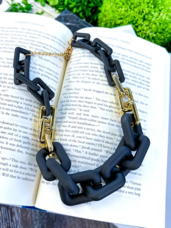 Black Rectangle Link Necklace sold by ZZs