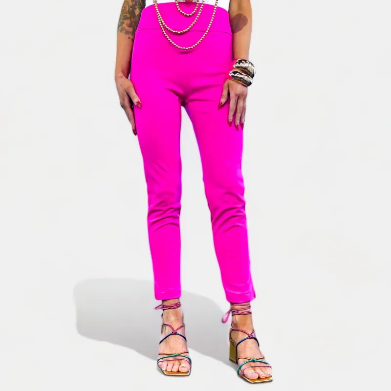 Hot Pink High Waisted Skinny Crop Pants sold by ZZs