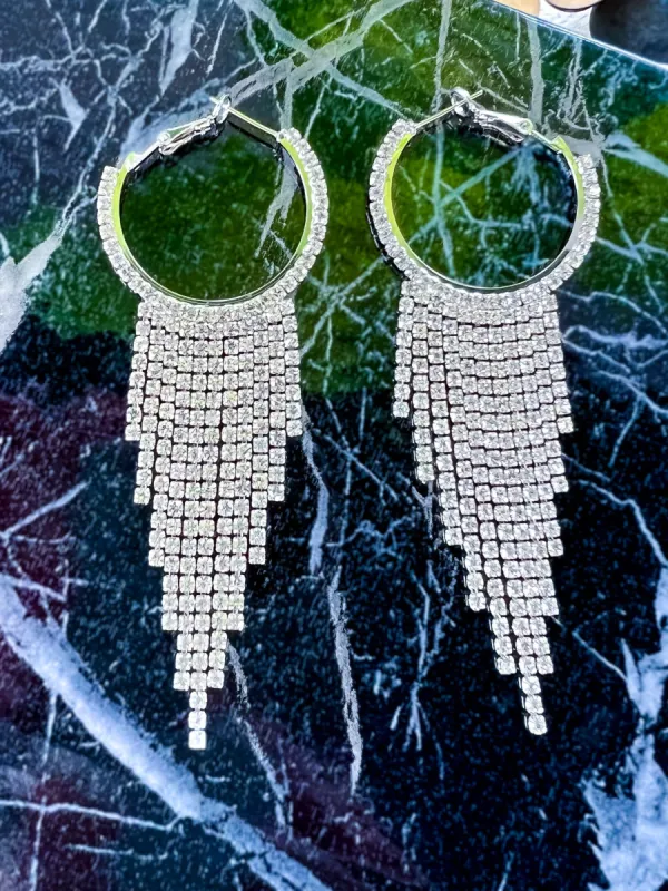Rhinestone Chandelier Earrings | Silver sold by ZZs