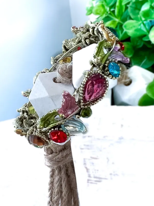 Crystal Leaf Bangle Bracelet | Gold sold by ZZs