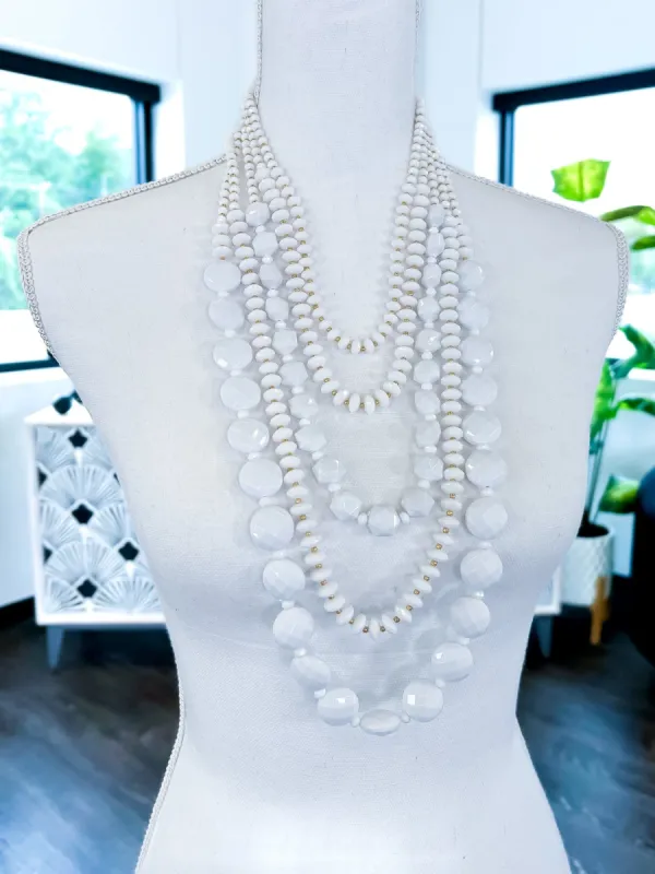Resin Beads Statement Necklace | White sold by ZZs