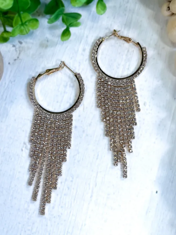 Gold Rhinestone Chandelier Earrings sold by ZZs