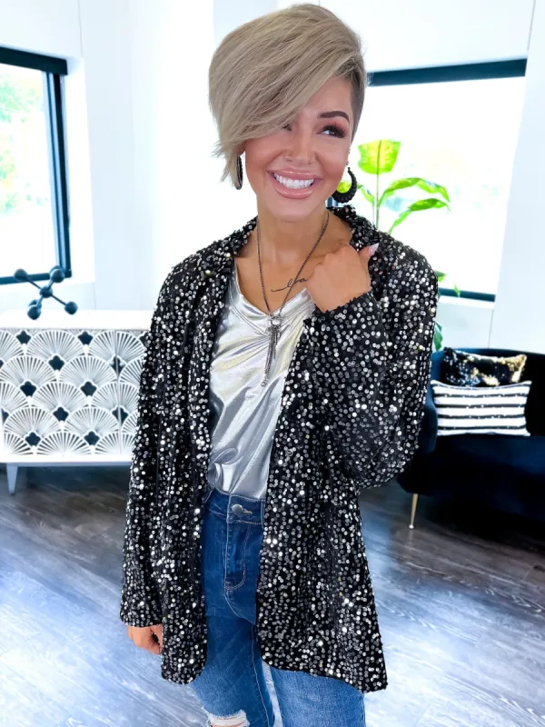 Velvet Sequin Blazer | Black sold by ZZs