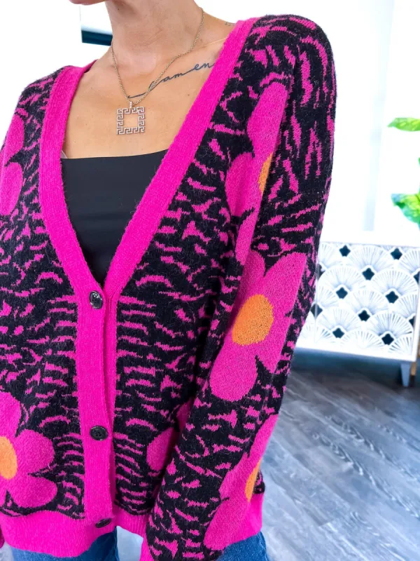 Flower Cardigan | Fuchsia sold by ZZs