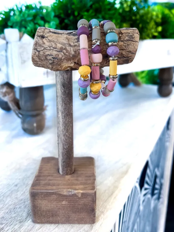 Multi Wood Bead Stretch Bracelets sold by ZZs