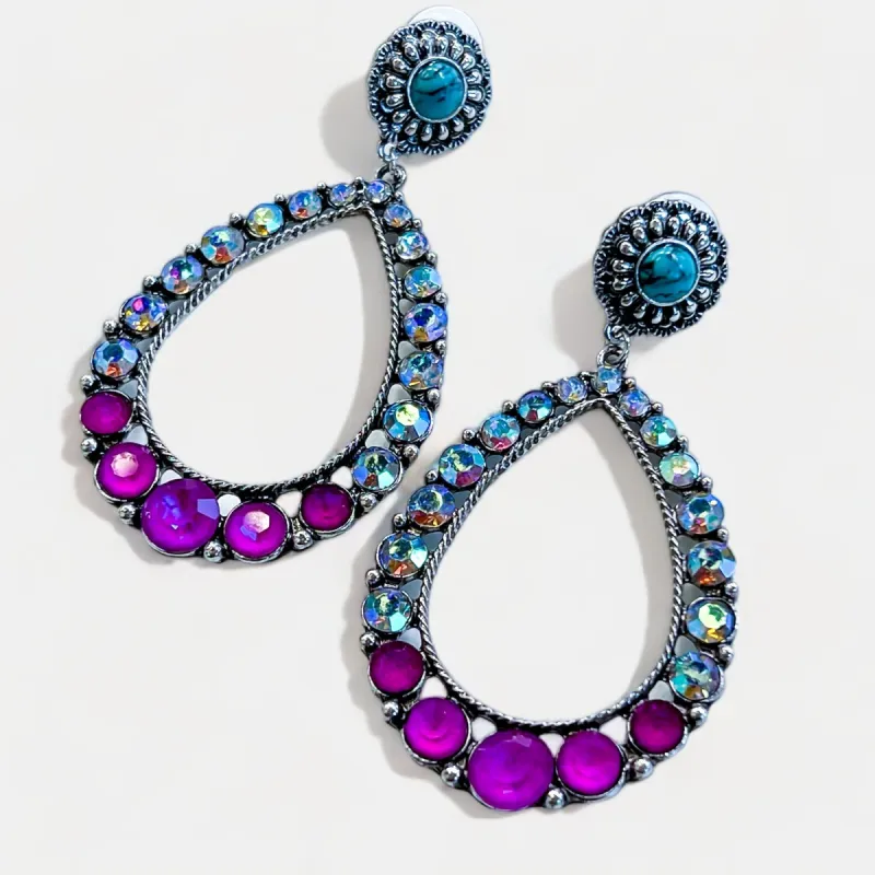 Pink Concho Flower Dangle Earrings sold by ZZs