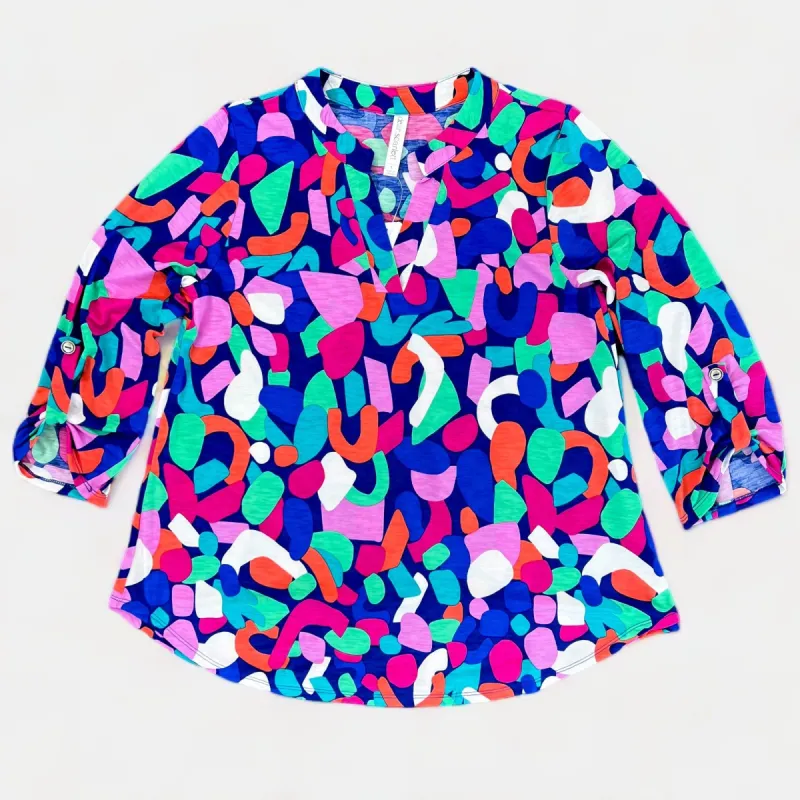 Navy Abstract Lizzy Top sold by ZZs