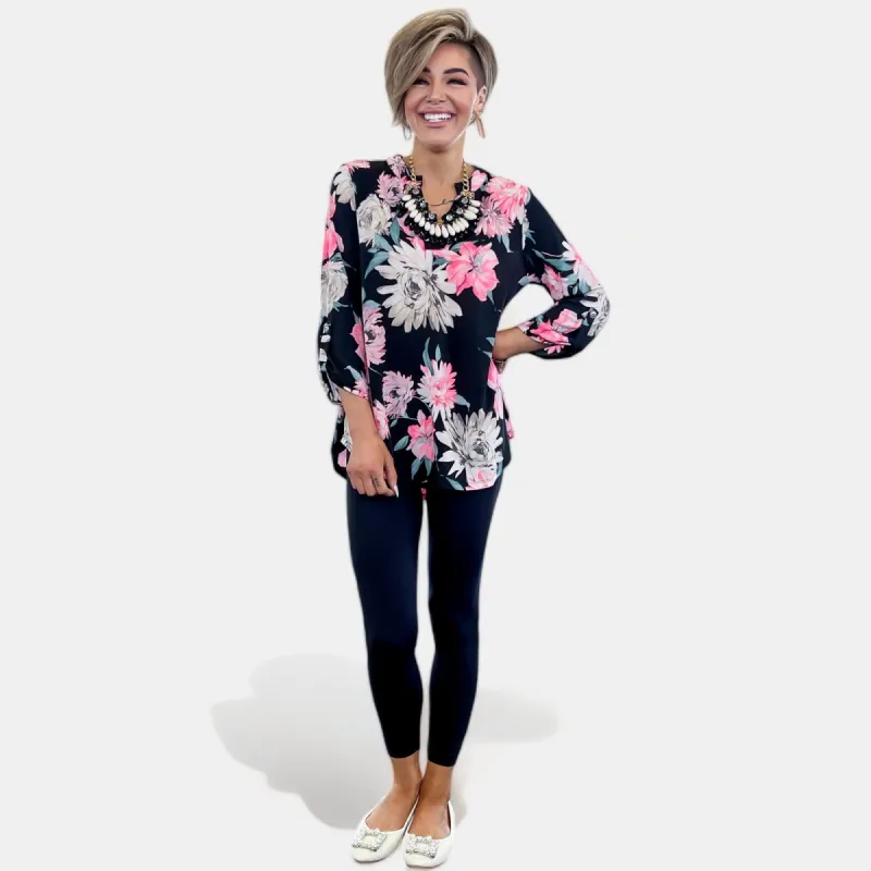 Black Floral Lizzy Top sold by ZZs