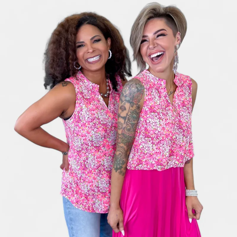 Pink Floral Lizzy Tank Top sold by ZZs