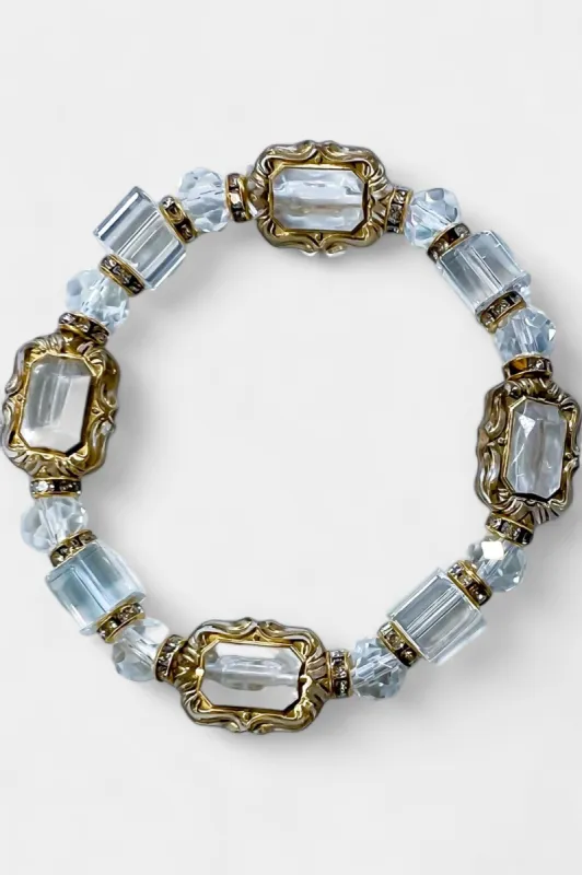 Clear Glass Stone Stretch Bracelet sold by ZZs