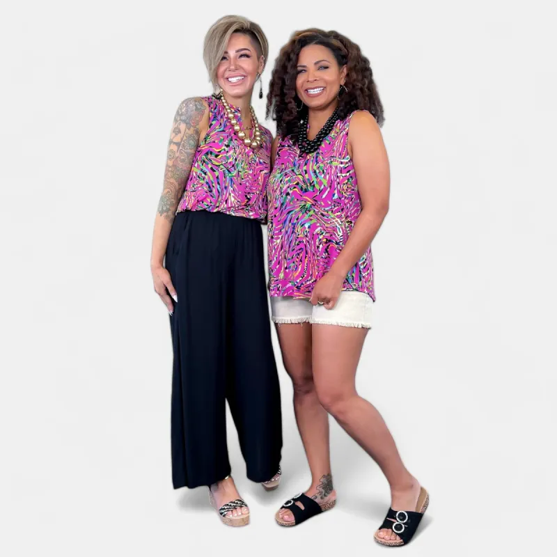 Magenta Abstract Lizzy Tank Top sold by ZZs