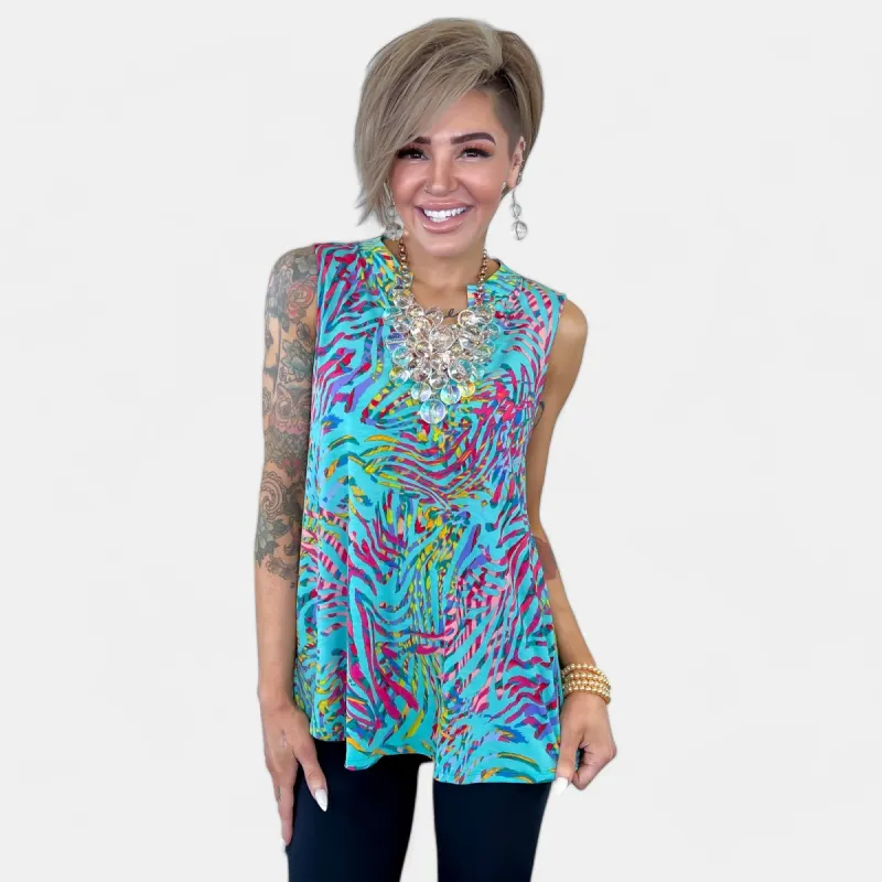 Teal Abstract Lizzy Tank Top sold by ZZs
