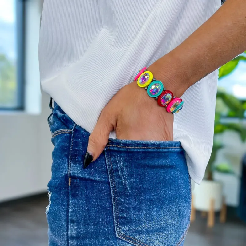 Glass Crystal Stretch Bracelet | Multi sold by ZZs