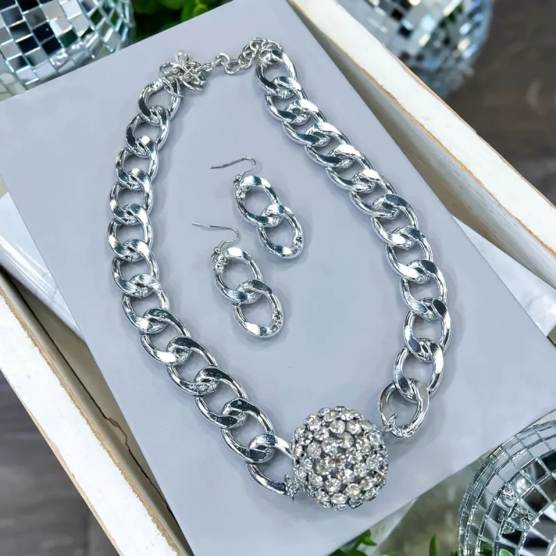 Rhinestone Chunky Necklace | Silver sold by ZZs