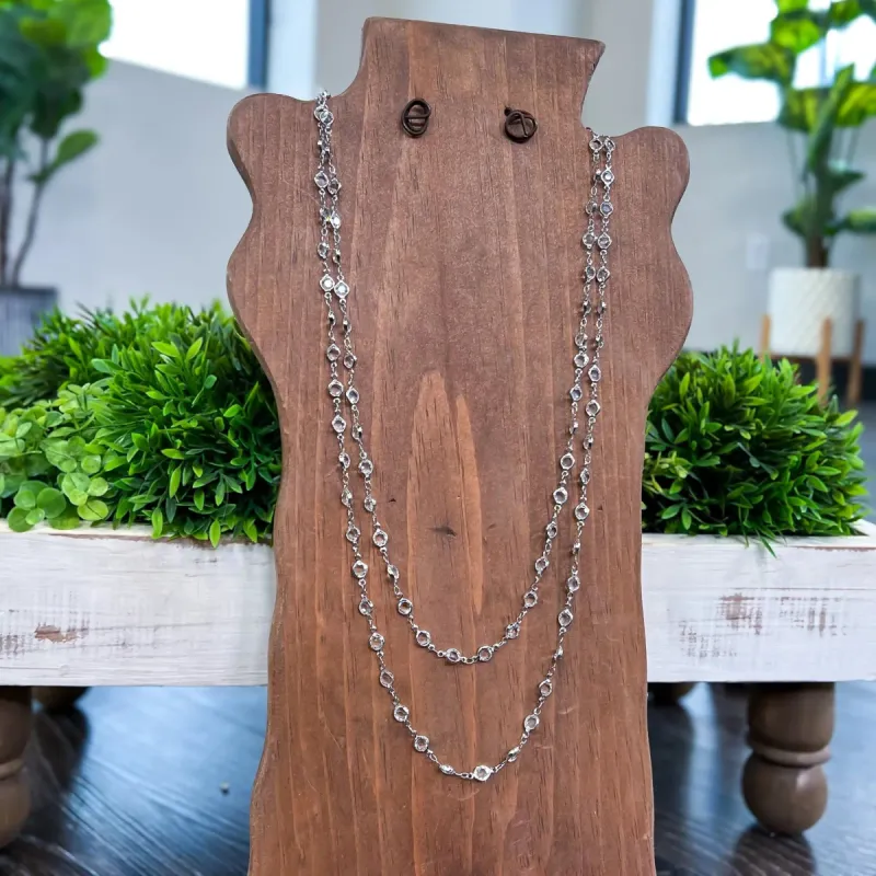 Bezel Long Necklace | Silver sold by ZZs