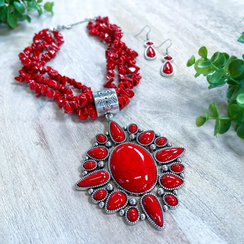 Natural Stone Necklace | Red sold by ZZs
