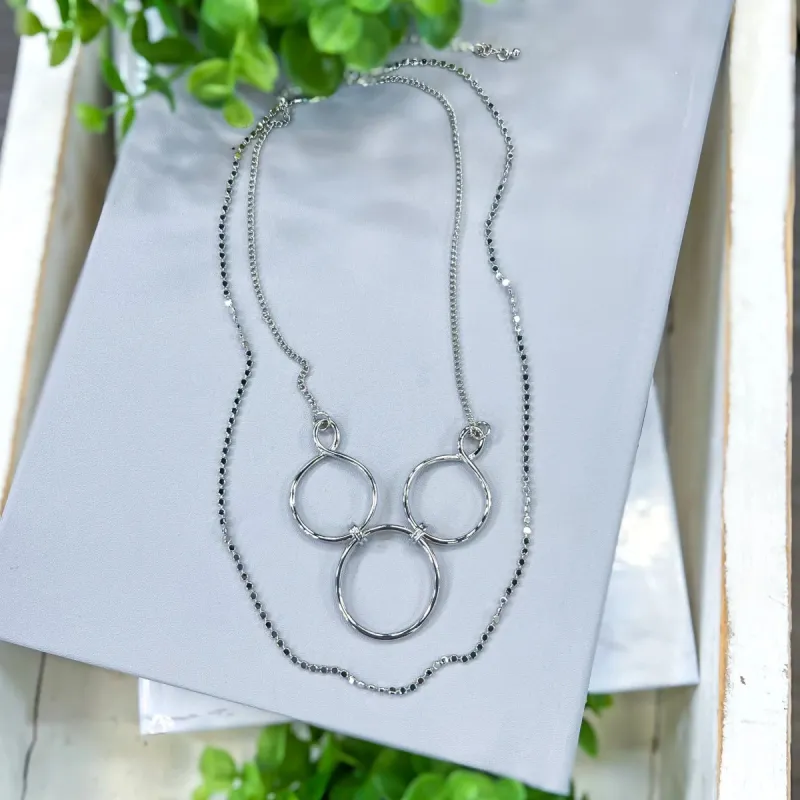 Silver Circle Layered Necklace sold by ZZs