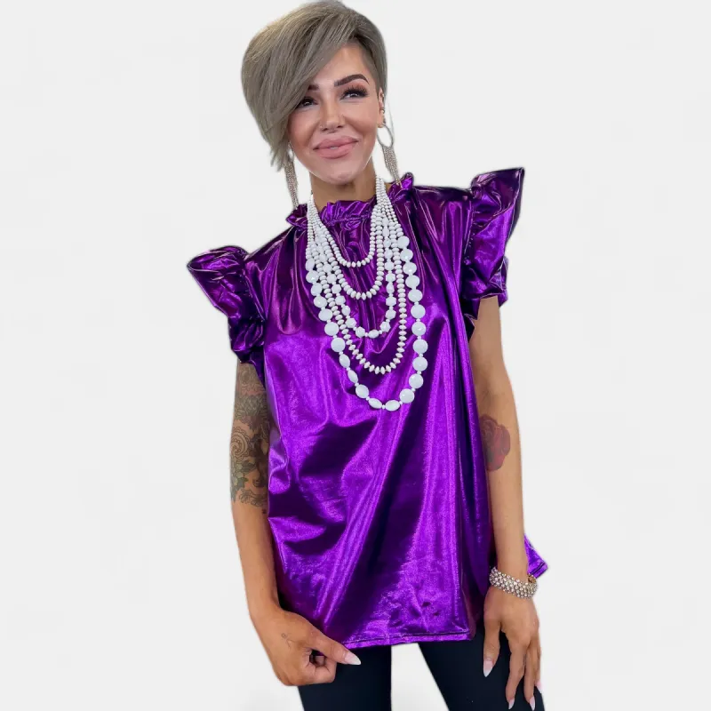 Purple Layla Metallic Top [NO RETURNS] sold by ZZs