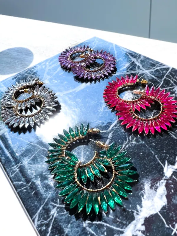 Gemstone Hoop Earrings sold by ZZs