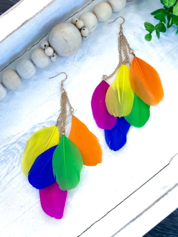 Multi Feather Earrings sold by ZZs