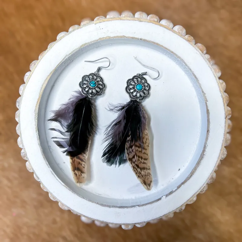 Black Western Feather Concho Earrings sold by ZZs