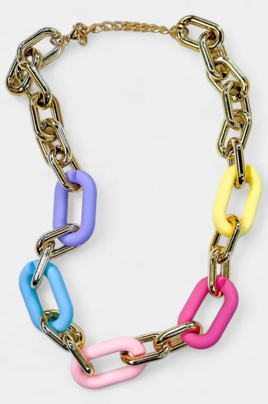 Multi Color Chain Link Summer Necklace sold by ZZs