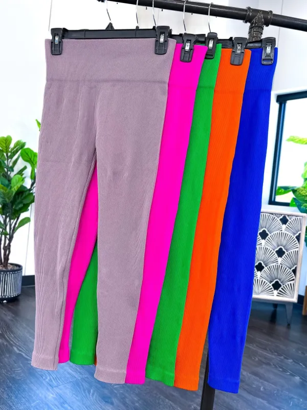 Solid High Waisted Ribbed Leggings sold by ZZs