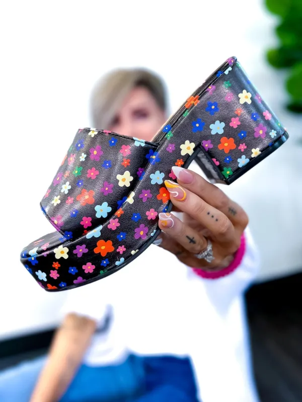 Black Floral Platform Heels [NO RETURNS] sold by ZZs