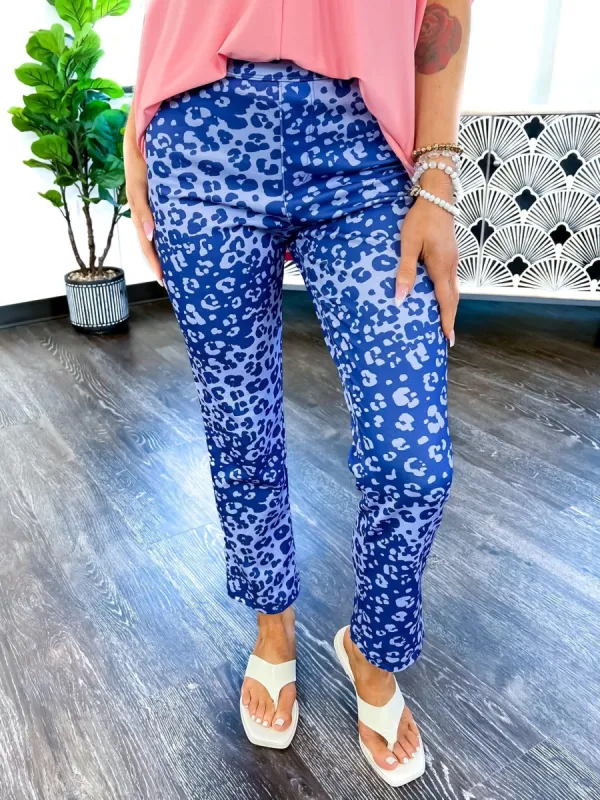 Basic Ponte Pants | Blue Leopard [NO RETURNS] sold by ZZs