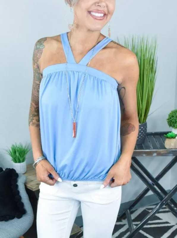 Light Blue Outstanding Reasons Top [NO RETURNS] sold by ZZs