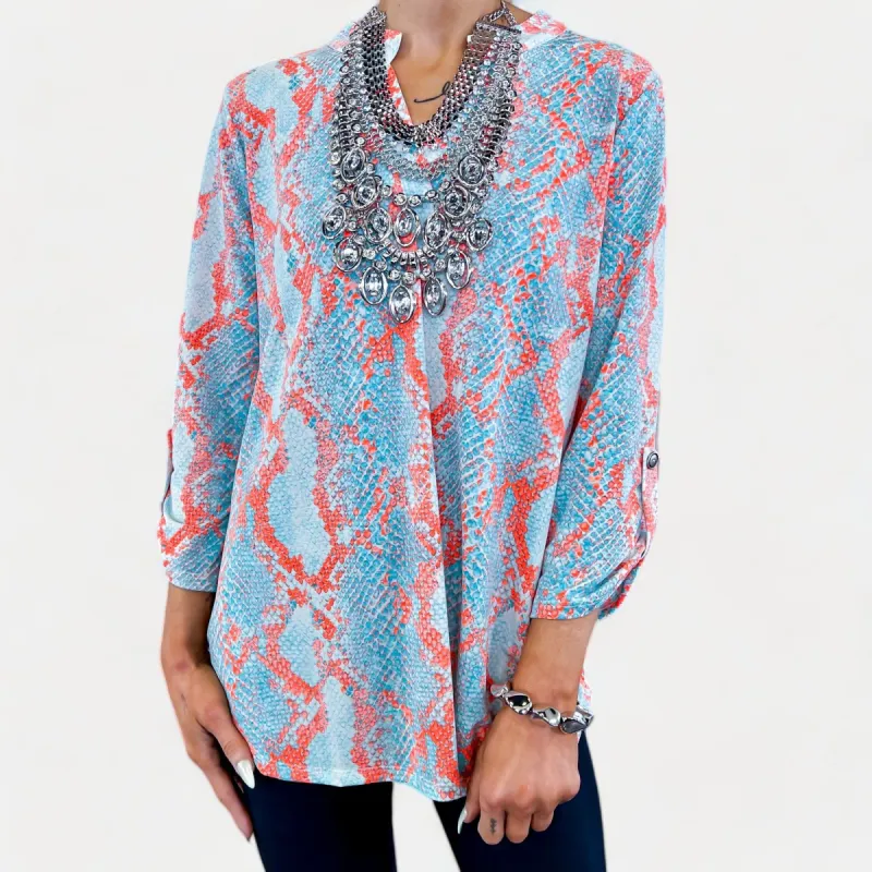 Mint Multi Snake Lizzy Top sold by ZZs