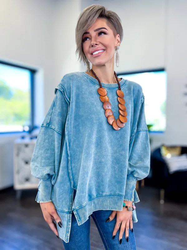Acid Wash Sweatshirt | Teal sold by ZZs