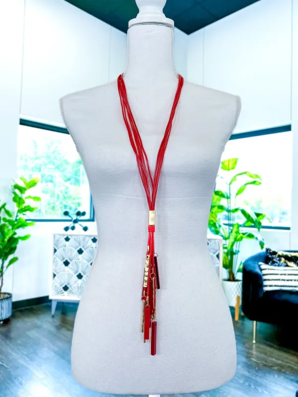 Red Bead Cluster Cord Necklace sold by ZZs