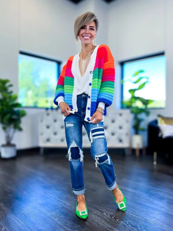 Colorful Striped Cardigan sold by ZZs