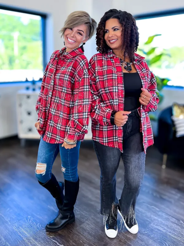 Sequins Plaid Jacket | Red sold by ZZs