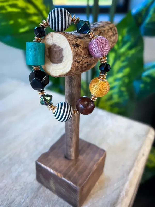 Gemstone & Fabric Bracelet sold by ZZs