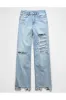 AE Strigid Curvy Ripped Super High-Waisted Baggy Straight Jean Women's Light Destroy Wash 18 Regular sold by American Eagle