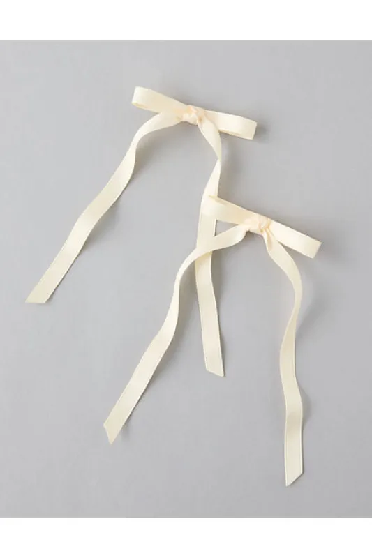 AE Skinny Bow Clips 2-Pack Women's Cream One Size sold by American Eagle