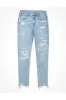 AE Strigid Ripped Mom Jean Women's Light Super Bleach 20 Regular sold by American Eagle