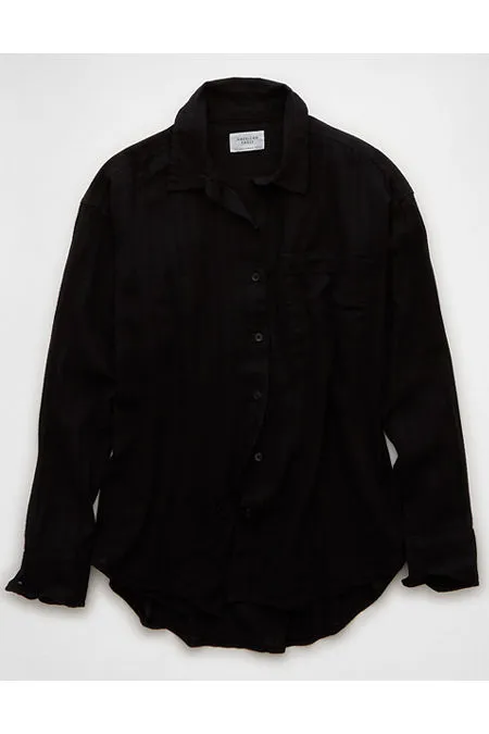 AE Perfect Button-Up Shirt Women's Black XXS sold by American Eagle