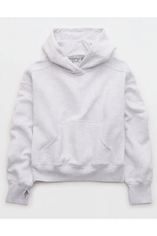 OFFLINE By Aerie Cloud Fleece Classic Length Hoodie Women's Light Heather Gray XXL sold by American Eagle