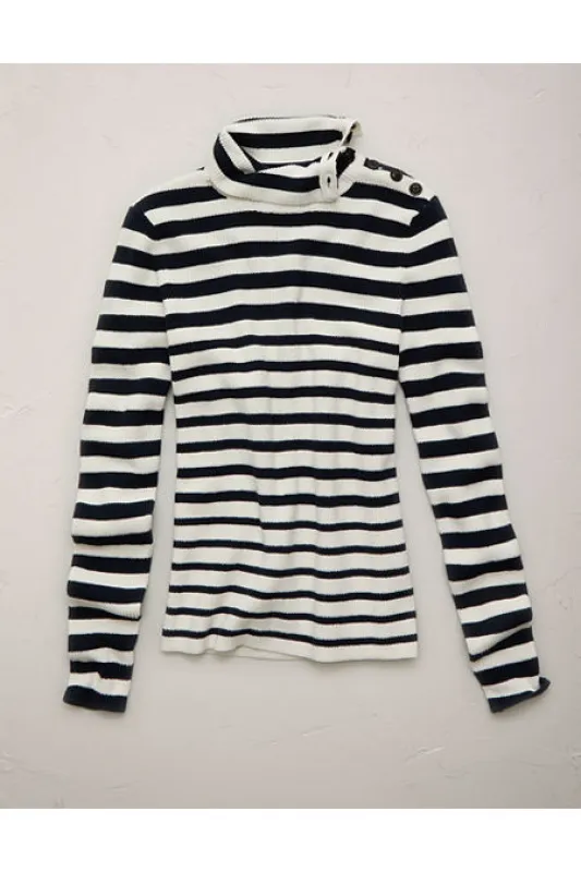 AE77 Premium Shaker Stitch Sweater NULL White XS sold by American Eagle